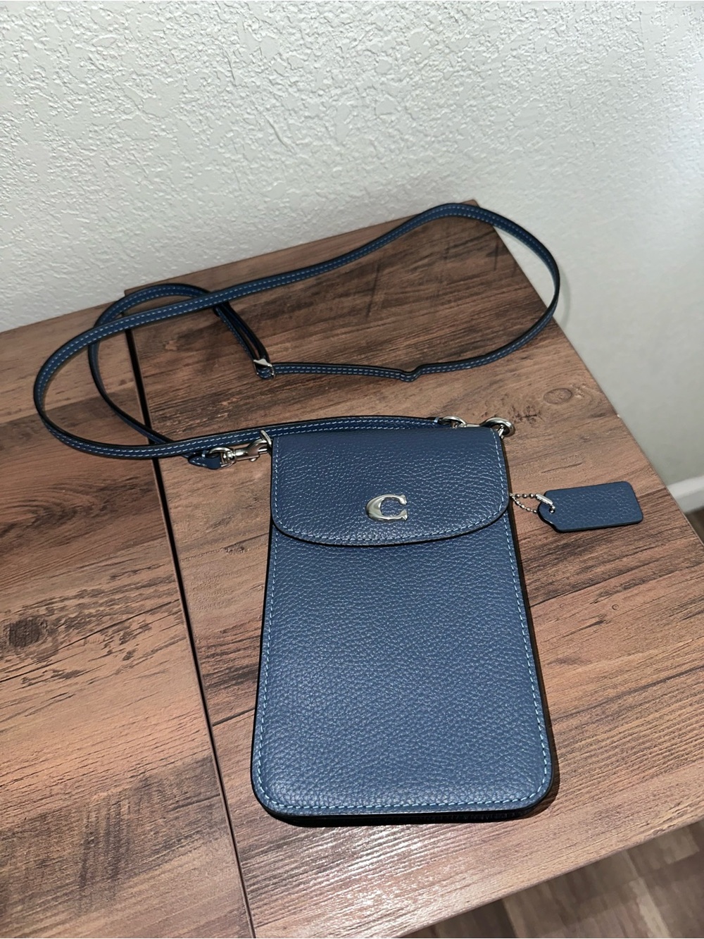 COACH Blue Crossbody Phone Bag with Strap